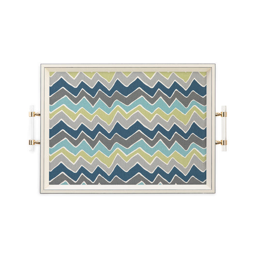 Blue Green Zig Zag Classic Tray